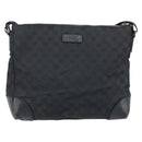 GUCCI GG Canvas Schoudertas Zwart Zilver 110054 Auth 173836-3