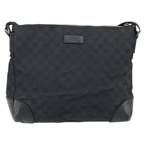 GUCCI GG Canvas Schoudertas Zwart Zilver 110054 Auth 173836