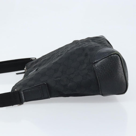 GUCCI GG Canvas Schoudertas Zwart Zilver 110054 Auth 173836