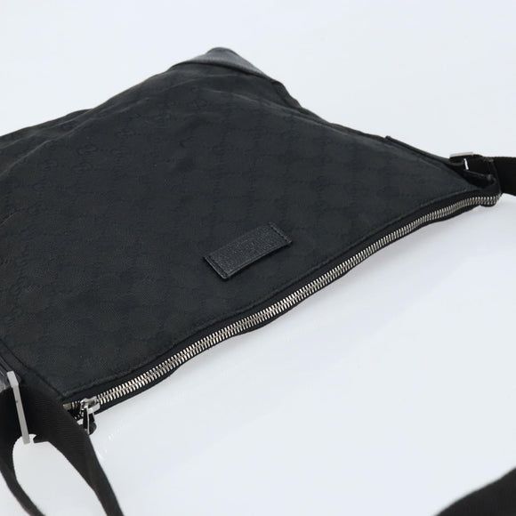 GUCCI GG Canvas Schoudertas Zwart Zilver 110054 Auth 173836