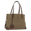PRADA Hand Bag Nylon Khaki Silver Auth 173838-1