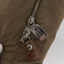 PRADA Hand Bag Nylon Khaki Silver Auth 173838-10