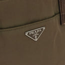 PRADA Hand Bag Nylon Khaki Silver Auth 173838-17