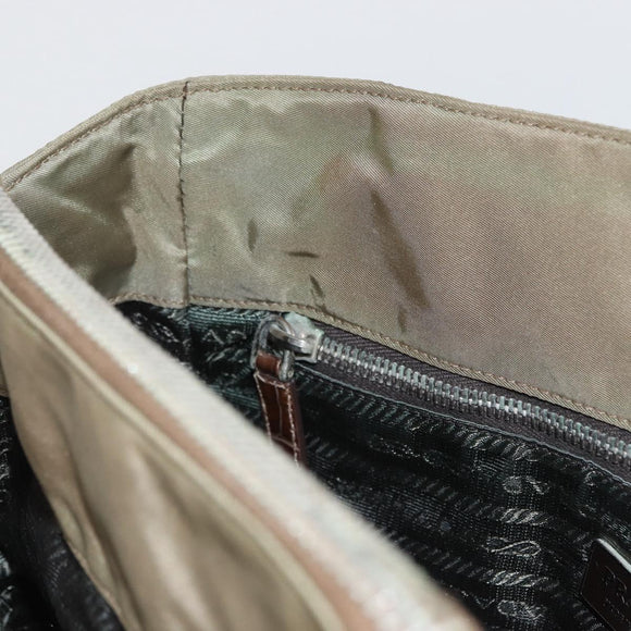 PRADA Hand Bag Nylon Khaki Silver Auth 173838