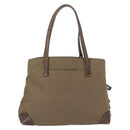 PRADA Hand Bag Nylon Khaki Silver Auth 173838-2