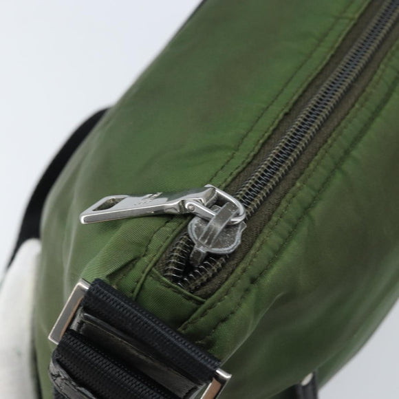 PRADA Shoulder Bag Nylon Green Silver Auth 173841