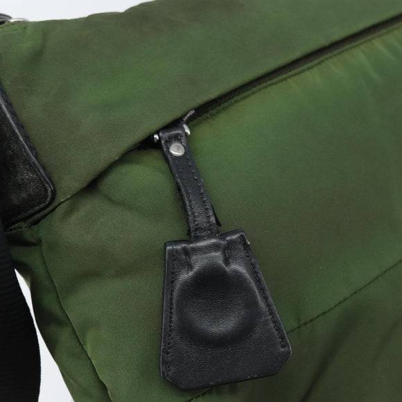 PRADA Shoulder Bag Nylon Green Silver Auth 173841