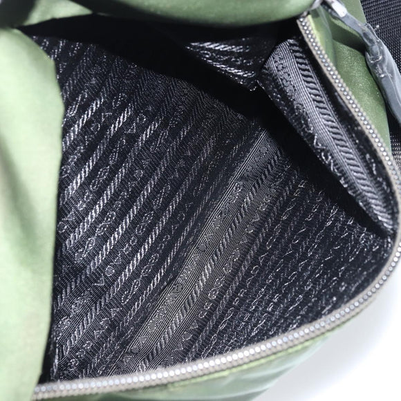 PRADA Shoulder Bag Nylon Green Silver Auth 173841