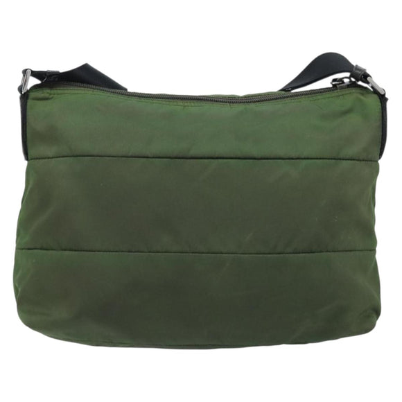 PRADA Shoulder Bag Nylon Green Silver Auth 173841