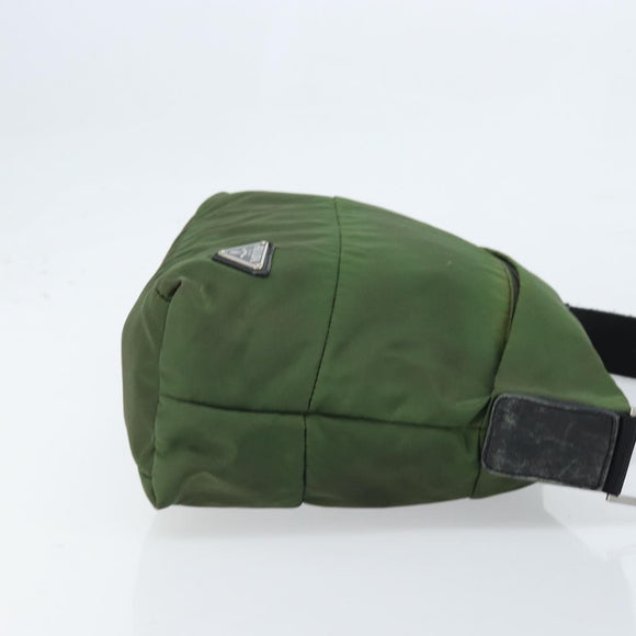 PRADA Shoulder Bag Nylon Green Silver Auth 173841