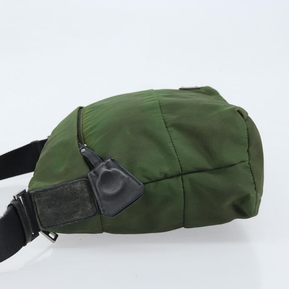 PRADA Shoulder Bag Nylon Green Silver Auth 173841