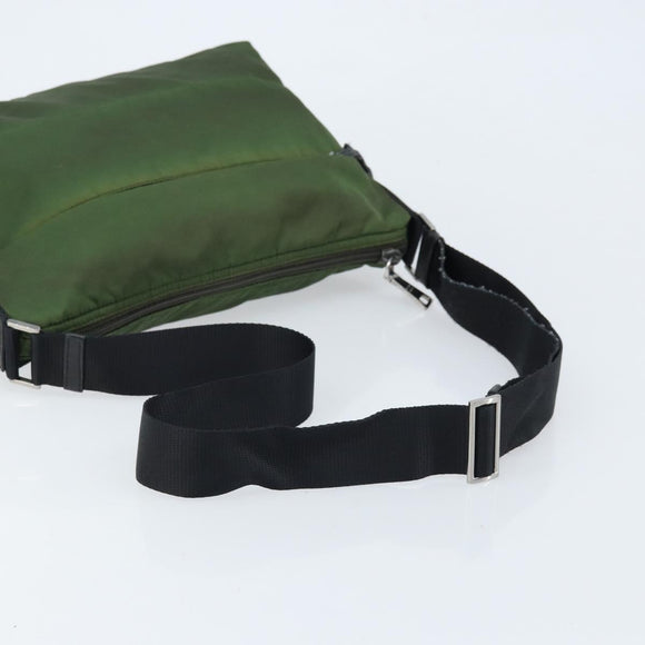 PRADA Shoulder Bag Nylon Green Silver Auth 173841