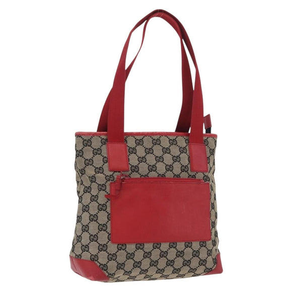 GUCCI GG Canvas Tote Bag Beige Silver 019 0402 3754 Auth 173842