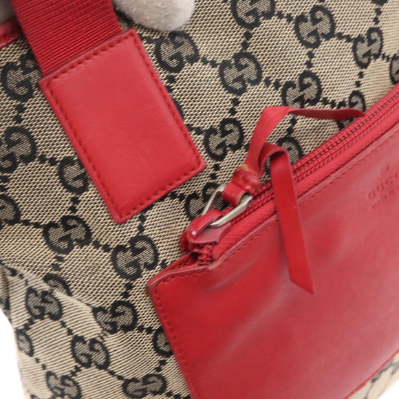 GUCCI GG Canvas Tote Bag Beige Silver 019 0402 3754 Auth 173842