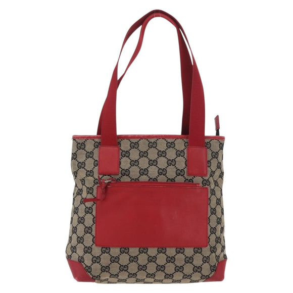 GUCCI GG Canvas Tote Bag Beige Silver 019 0402 3754 Auth 173842