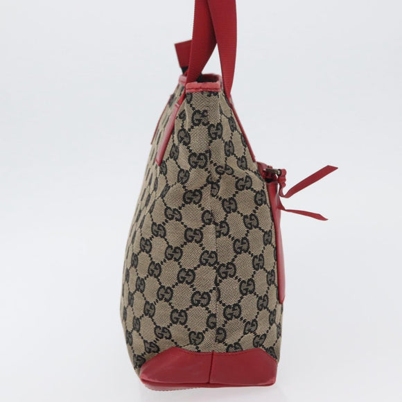 GUCCI GG Canvas Tote Bag Beige Silver 019 0402 3754 Auth 173842