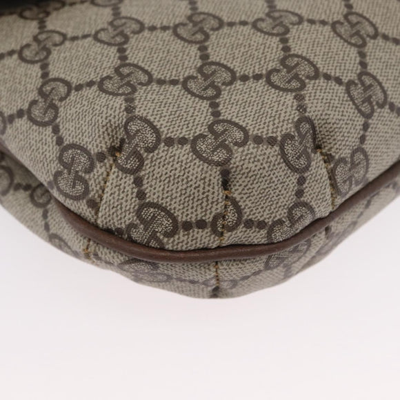 GUCCI GG Supreme Web Sherry Line Shoulder Bag PVC Beige Gold Auth 173844