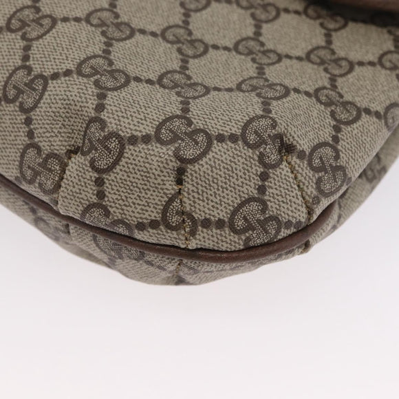 GUCCI GG Supreme Web Sherry Line Shoulder Bag PVC Beige Gold Auth 173844