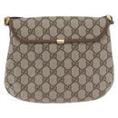 GUCCI GG Supreme Web Sherry Line Shoulder Bag PVC Beige Gold Auth 173844-3