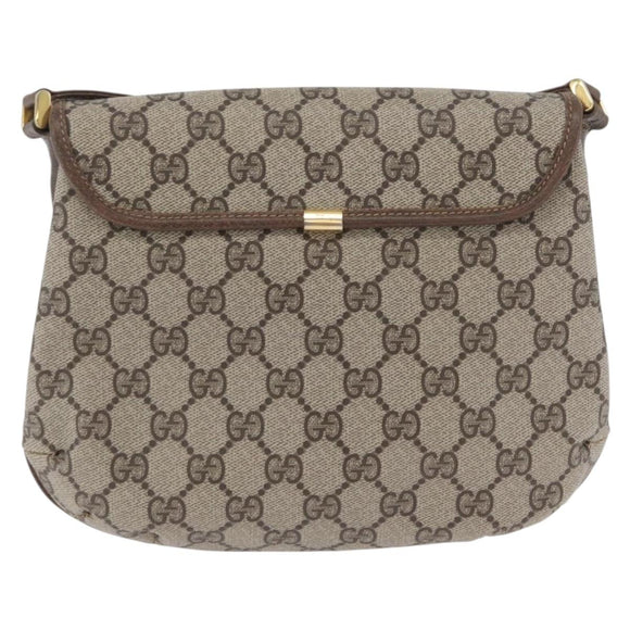 GUCCI GG Supreme Web Sherry Line Shoulder Bag PVC Beige Gold Auth 173844