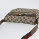 GUCCI GG Supreme Web Sherry Line Shoulder Bag PVC Beige Gold Auth 173844-6