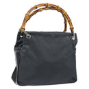 GUCCI Bamboo Handtasche Nylon Grau Silber 000 1014 0575 5 Auth 173845A-1
