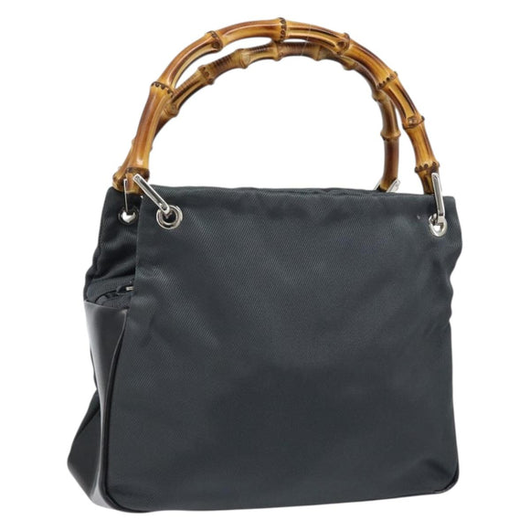 GUCCI Bamboo Handtasche Nylon Grau Silber 000 1014 0575 5 Auth 173845A