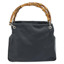 GUCCI Bamboo Handtasche Nylon Grau Silber 000 1014 0575 5 Auth 173845A-13
