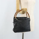 GUCCI Bamboo Handtasche Nylon Grau Silber 000 1014 0575 5 Auth 173845A-22