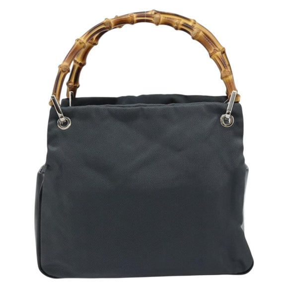 GUCCI Bamboo Handtasche Nylon Grau Silber 000 1014 0575 5 Auth 173845A