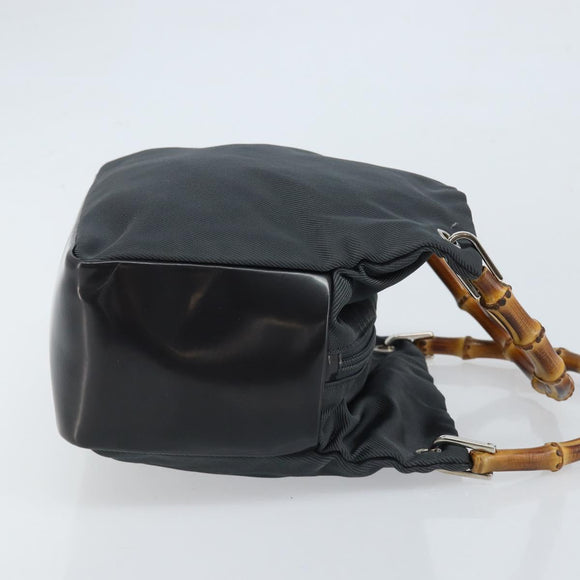 GUCCI Bamboo Handtasche Nylon Grau Silber 000 1014 0575 5 Auth 173845A
