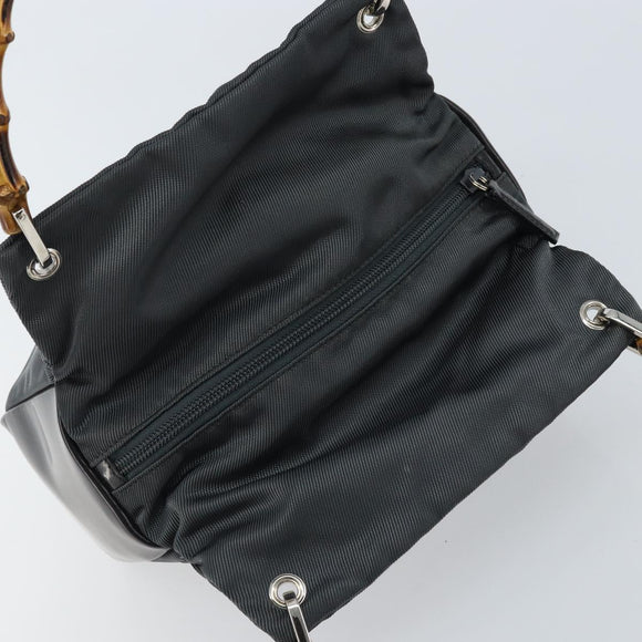 GUCCI Bamboo Handtasche Nylon Grau Silber 000 1014 0575 5 Auth 173845A