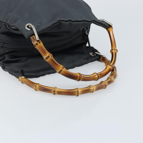 GUCCI Bamboo Handtasche Nylon Grau Silber 000 1014 0575 5 Auth 173845A