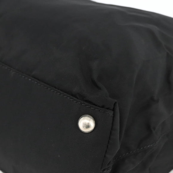 PRADA Hand Bag Nylon Black Silver Auth 173846A