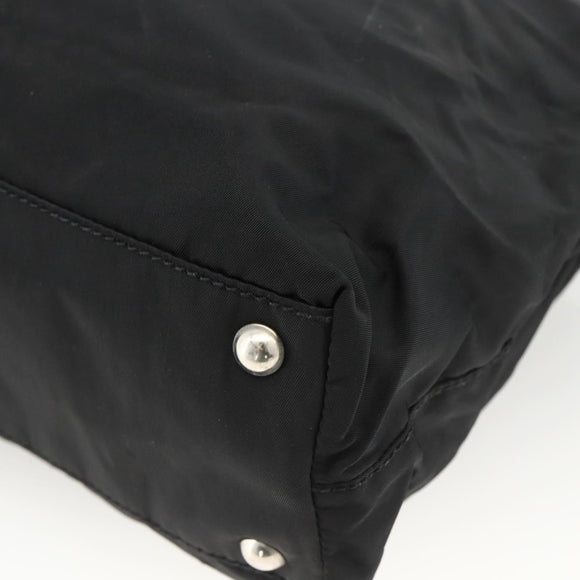 PRADA Hand Bag Nylon Black Silver Auth 173846A