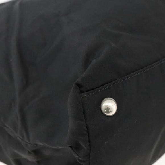 PRADA Hand Bag Nylon Black Silver Auth 173846A
