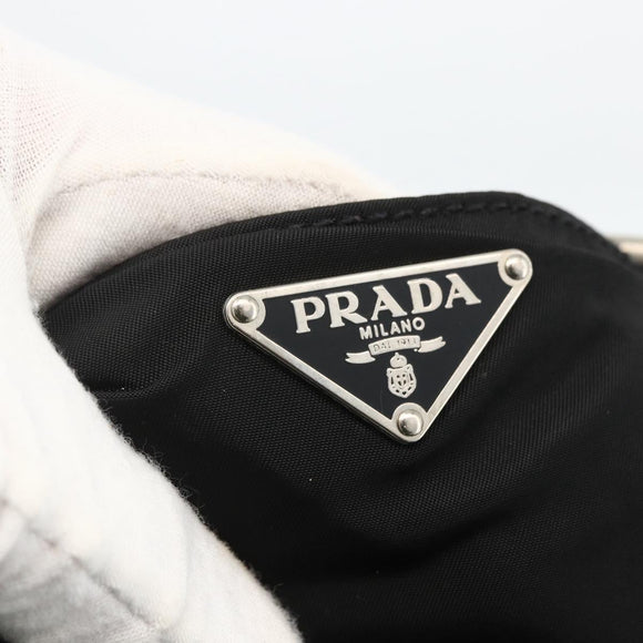 PRADA Hand Bag Nylon Black Silver Auth 173846A