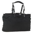 PRADA Hand Bag Nylon Black Silver Auth 173846A-1