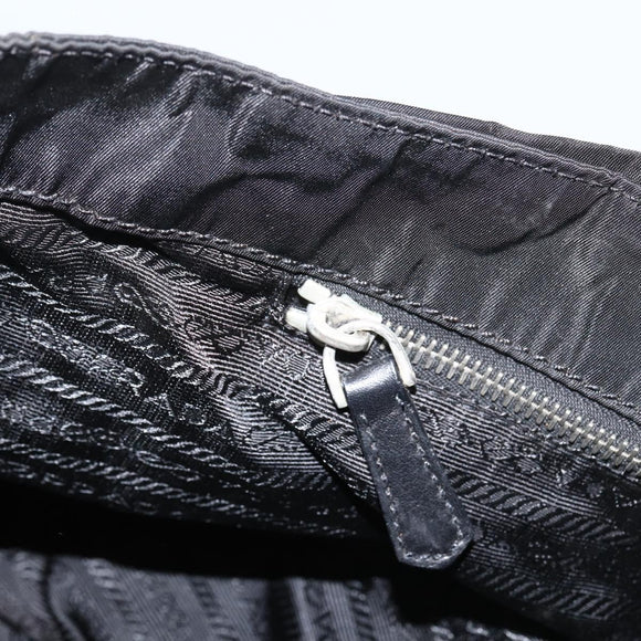 PRADA Hand Bag Nylon Black Silver Auth 173846A