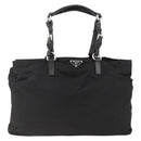 PRADA Hand Bag Nylon Black Silver Auth 173846A-13
