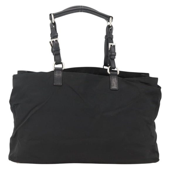 PRADA Hand Bag Nylon Black Silver Auth 173846A
