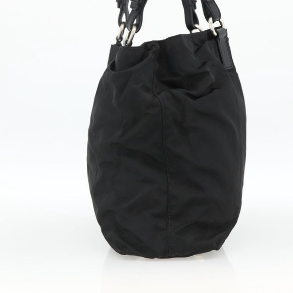PRADA Hand Bag Nylon Black Silver Auth 173846A