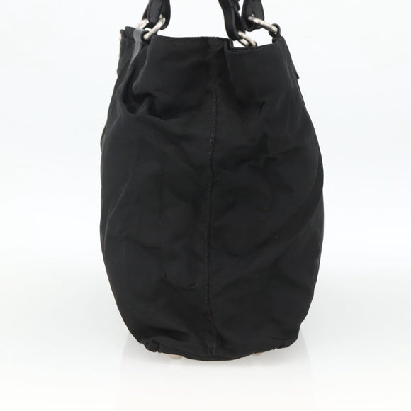 PRADA Hand Bag Nylon Black Silver Auth 173846A
