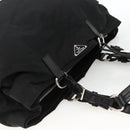 PRADA Hand Bag Nylon Black Silver Auth 173846A-6