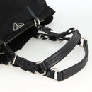 PRADA Hand Bag Nylon Black Silver Auth 173846A-7