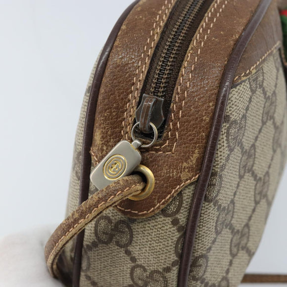 GUCCI GG Supreme Web Sherry Line Bag PVC Beige Gold 89 02 066 Auth 173850