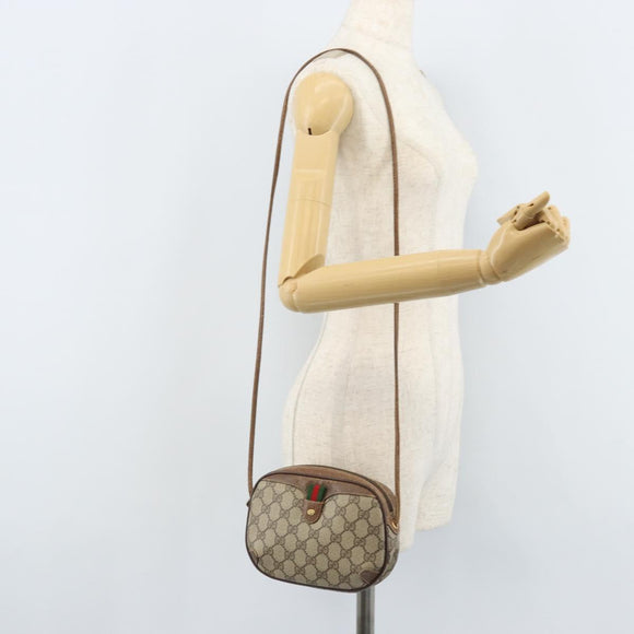 GUCCI GG Supreme Web Sherry Line Bag PVC Beige Gold 89 02 066 Auth 173850