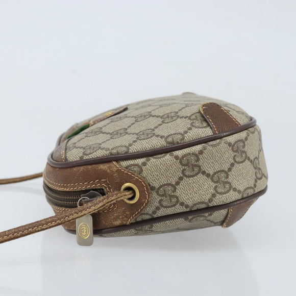 GUCCI GG Supreme Web Sherry Line Bag PVC Beige Gold 89 02 066 Auth 173850