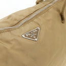 PRADA Tote Bag Nylon Beige Silver Auth 173852-19