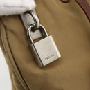 PRADA Tote Bag Nylon Beige Silver Auth 173852-20